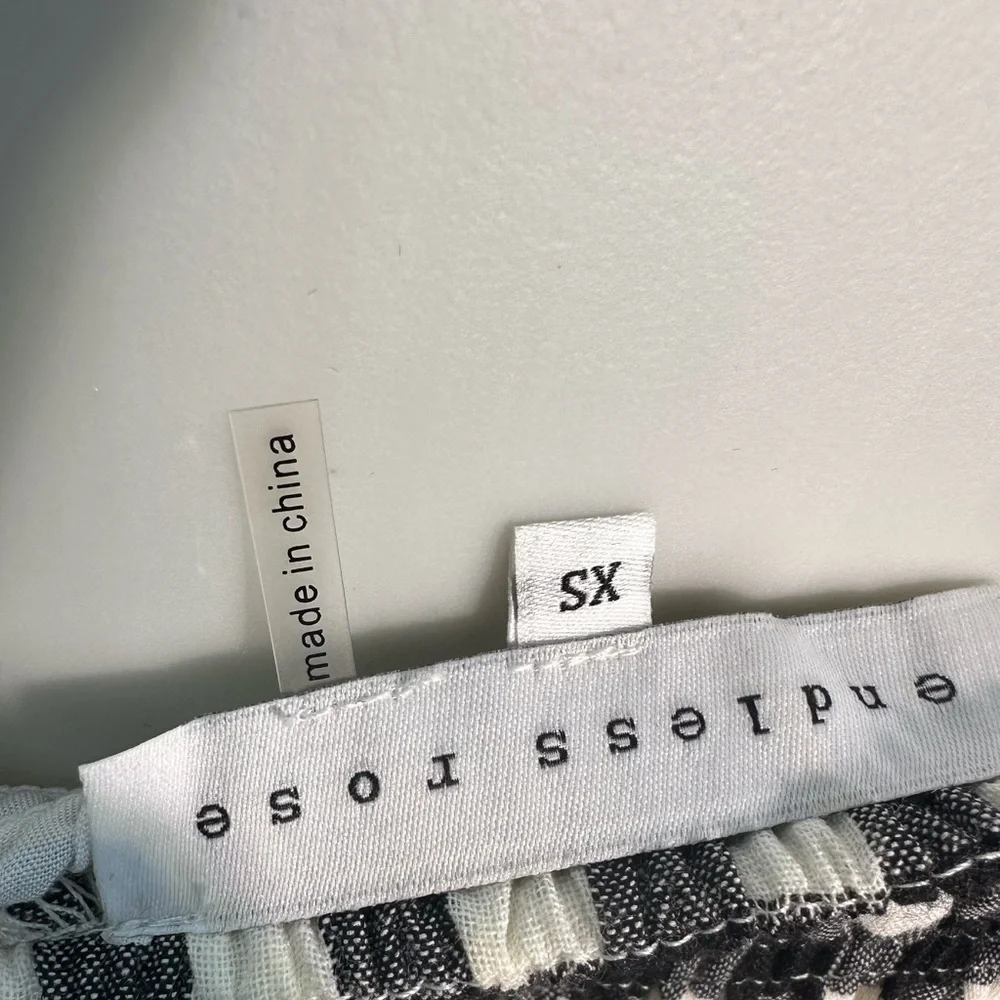 Endless Rose XS Black White Gingham Smocked Puff Sleeve Mini Dress Cotton Boho! - Picture 8 of 9